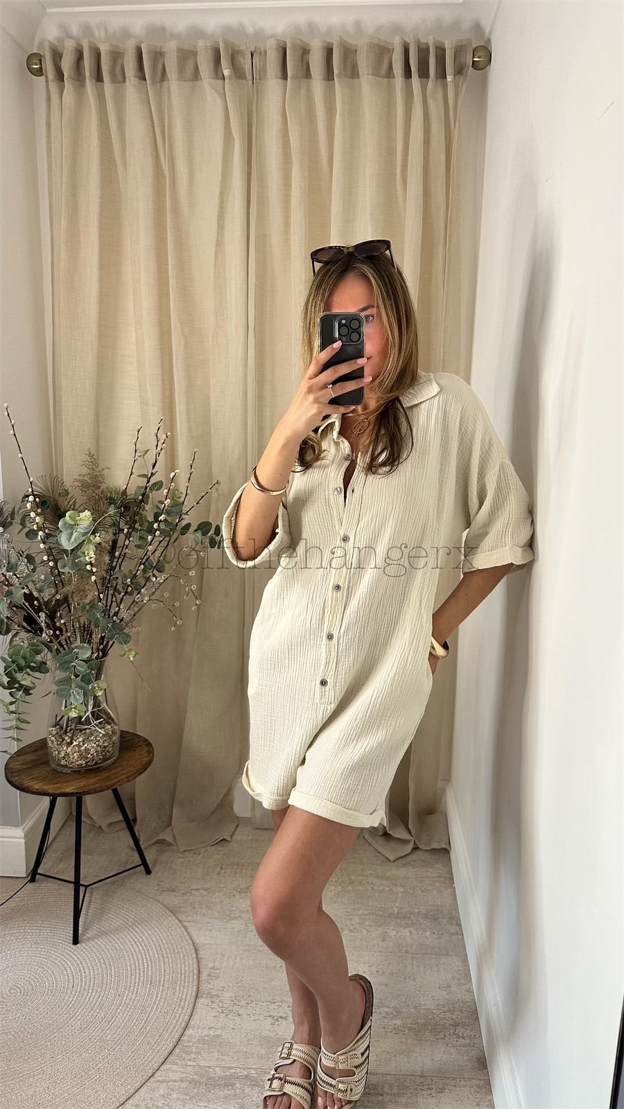 LESTER CHEESECLOTH BELTED ROMPER