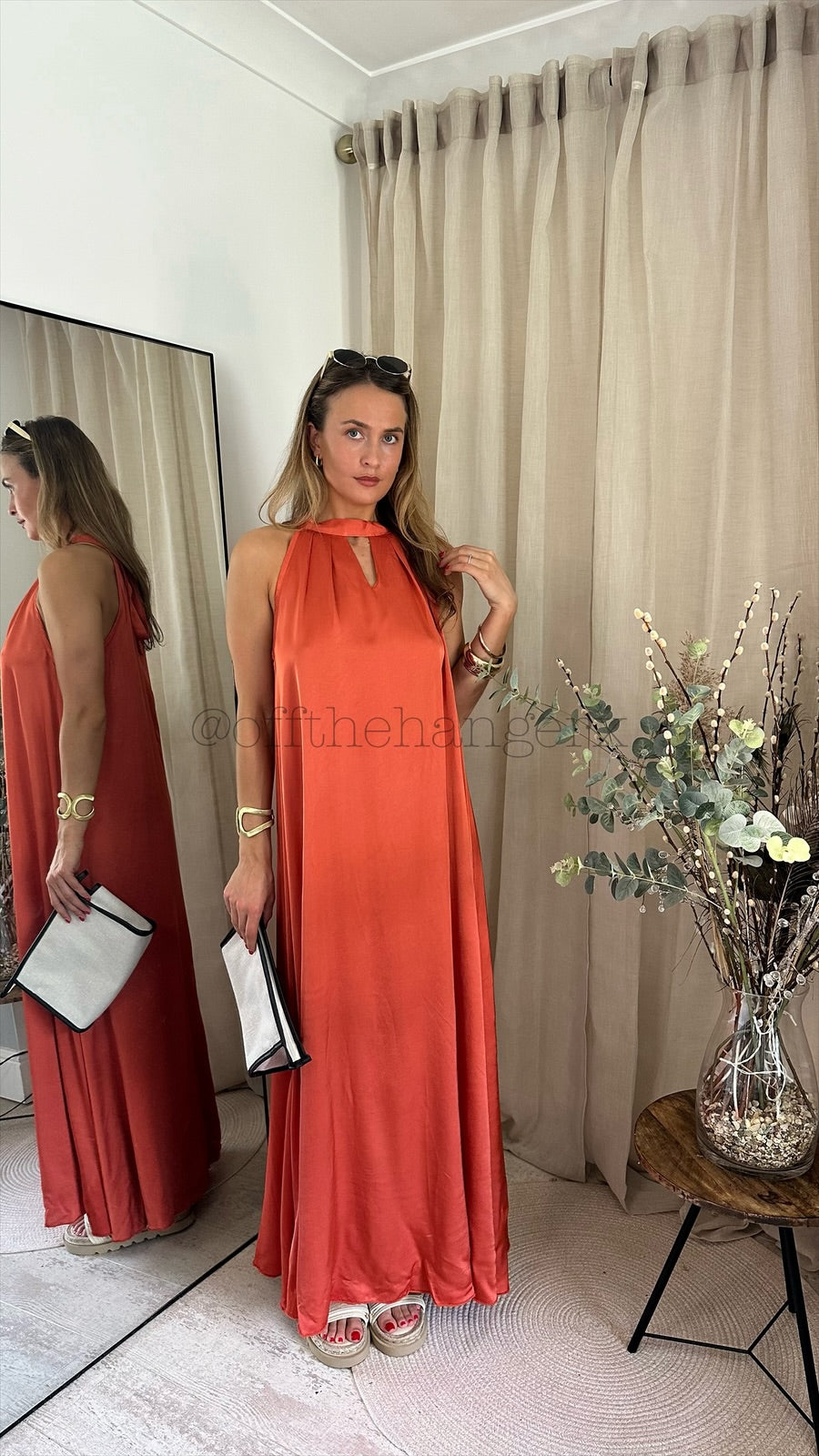 MAISIE SILK HALTERNECK MAXI DRESS