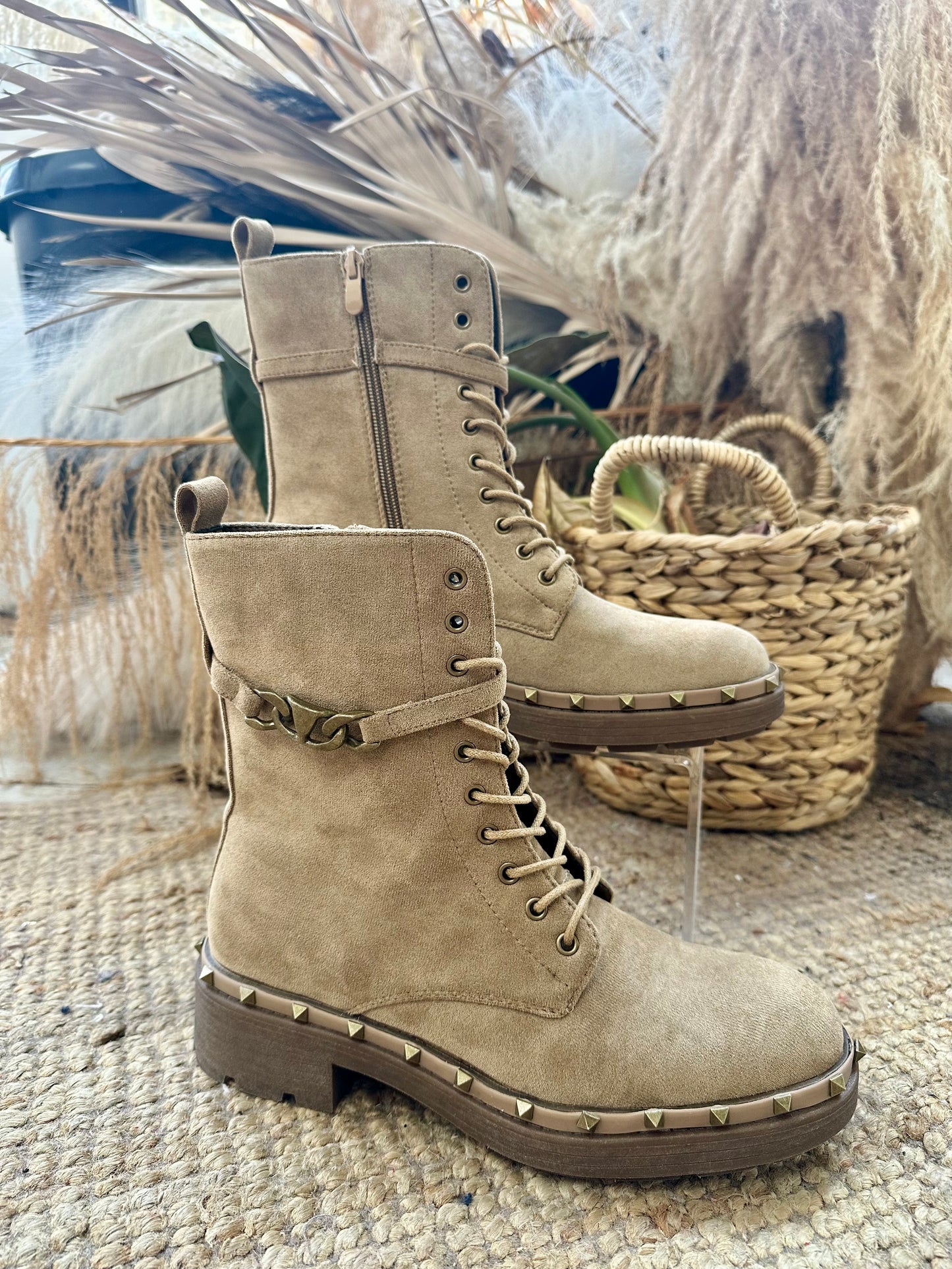 LOUISA STUD & CHAIN BIKER BOOTS