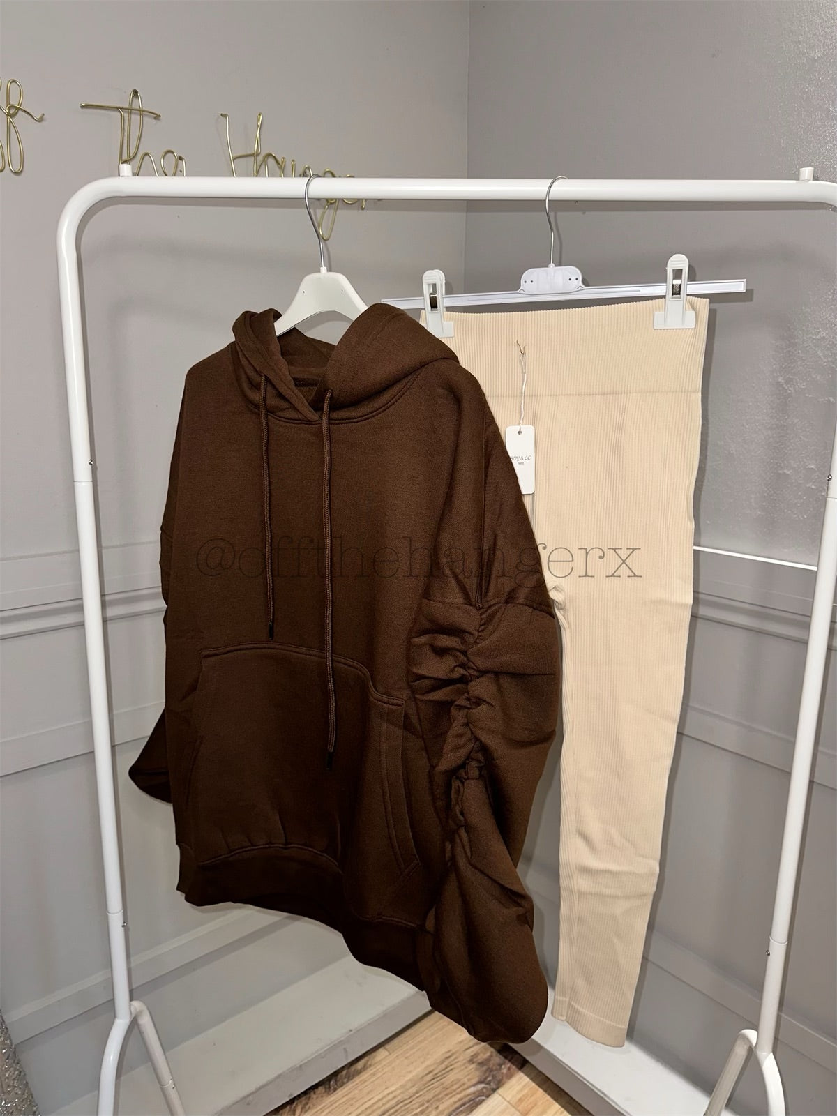 MAYA RUCHED FLEECE LINED HOODIE