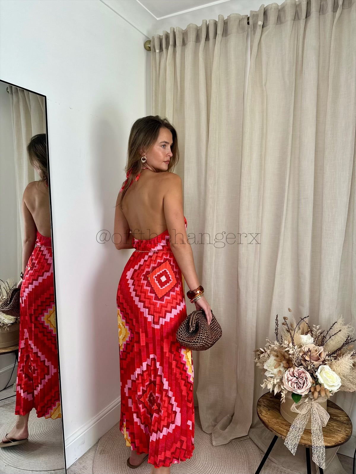 BORA PLEATED HALTERNECK MAXI DRESS