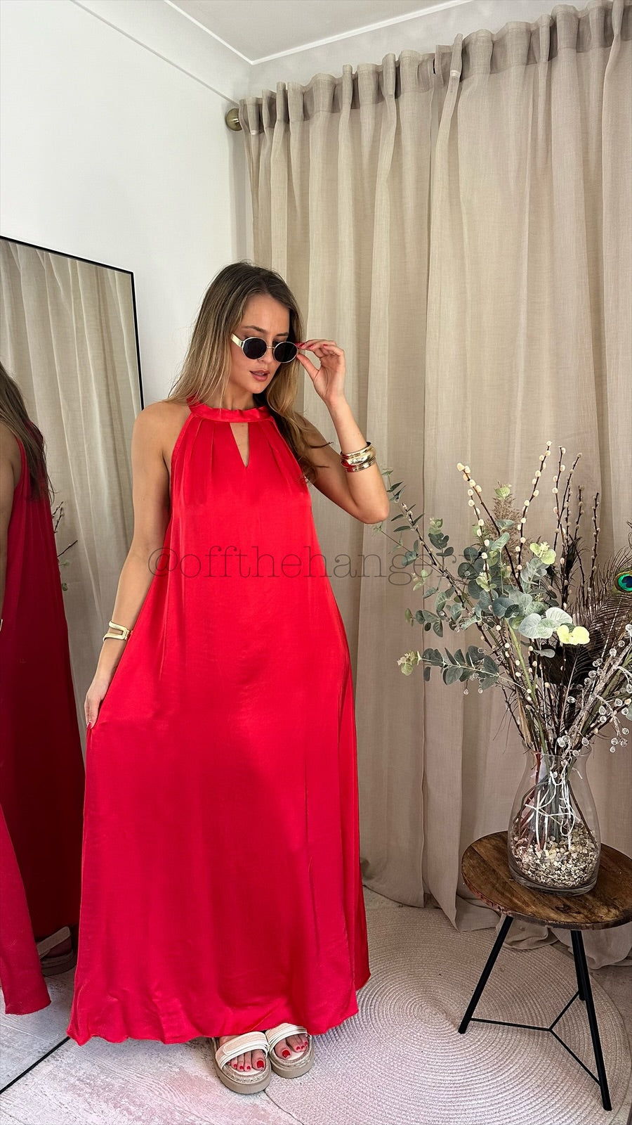 MAISIE SILK HALTERNECK MAXI DRESS