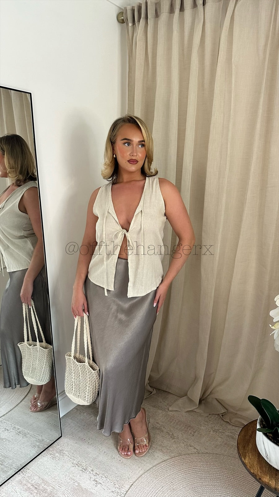 CELIA LINEN MIX TIE FRONT BLOUSE