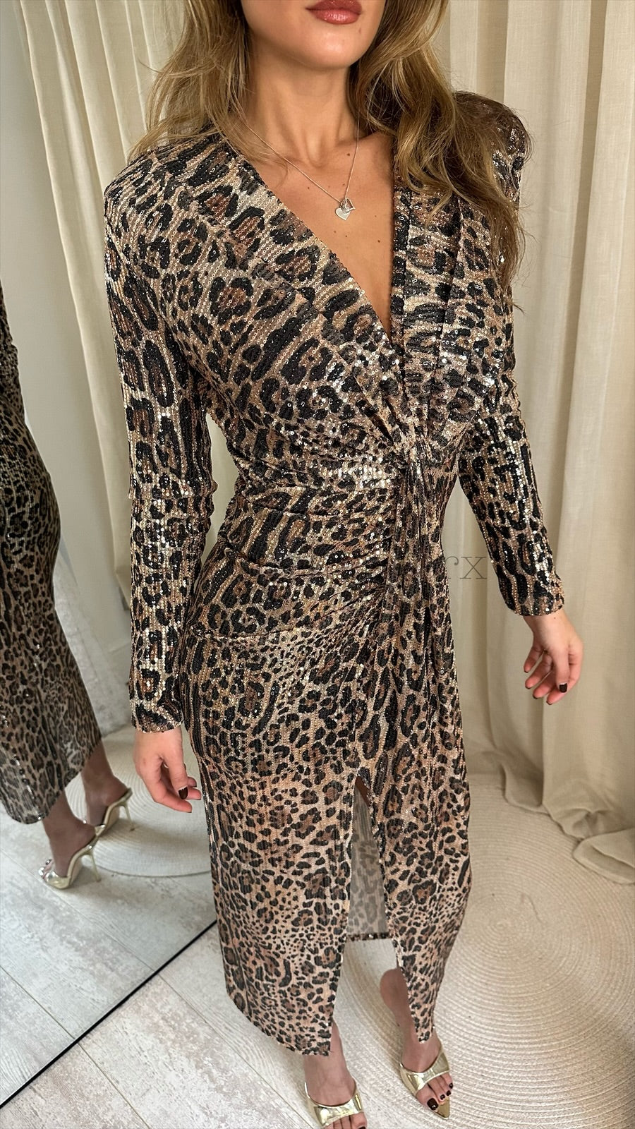 KATIA SEQUIN RUCHED MIDI DRESS