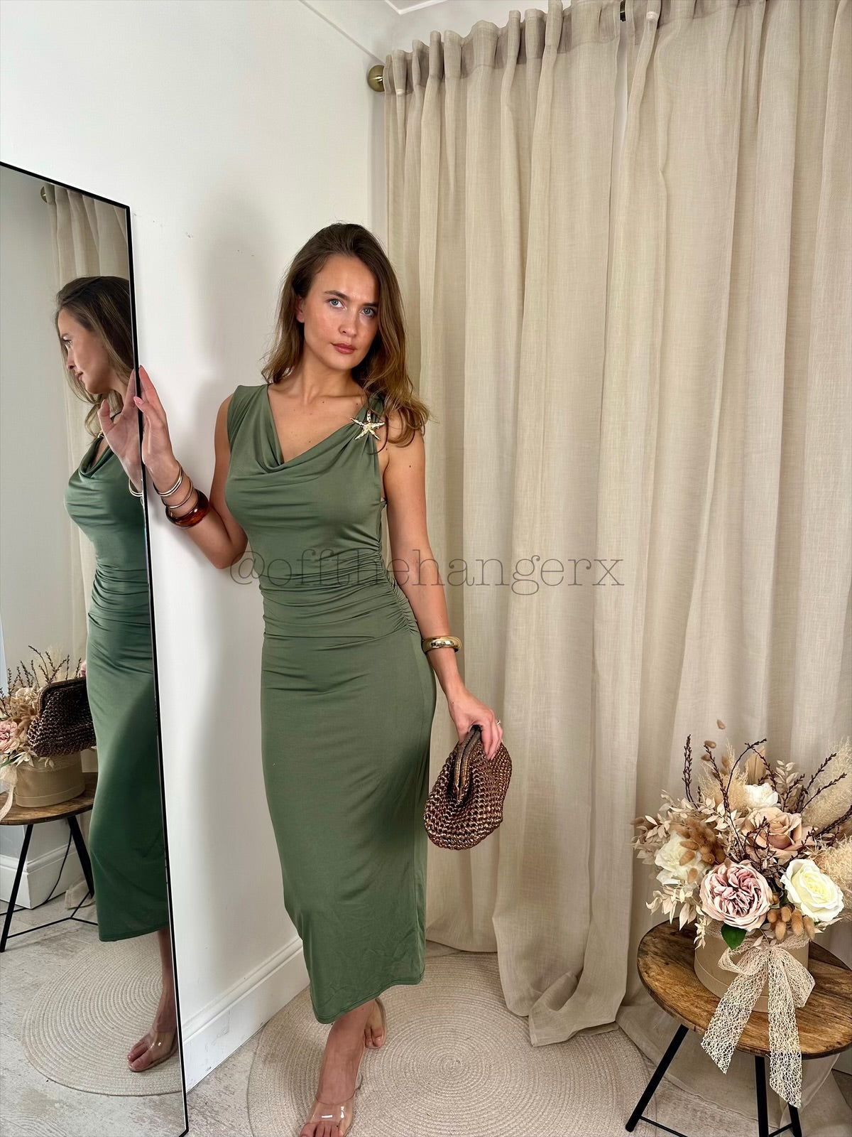 MYKONOS RUCHED MIDI DRESS