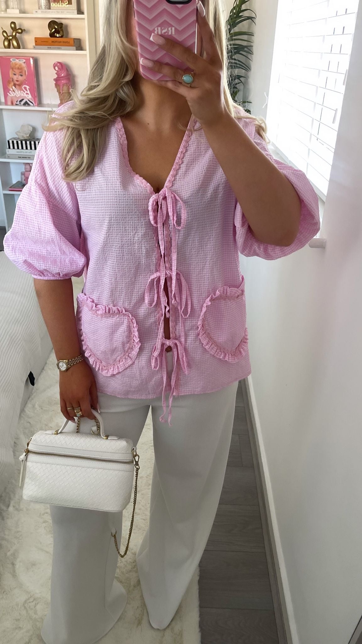 HATTIE GINGHAM TIE FRONT SHIRT