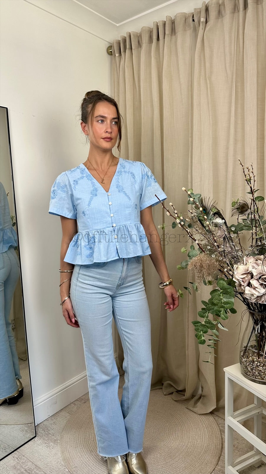 LILY EMBROIDERED PEPLUM BLOUSE