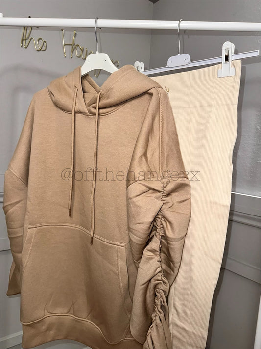 MAYA RUCHED FLEECE LINED HOODIE