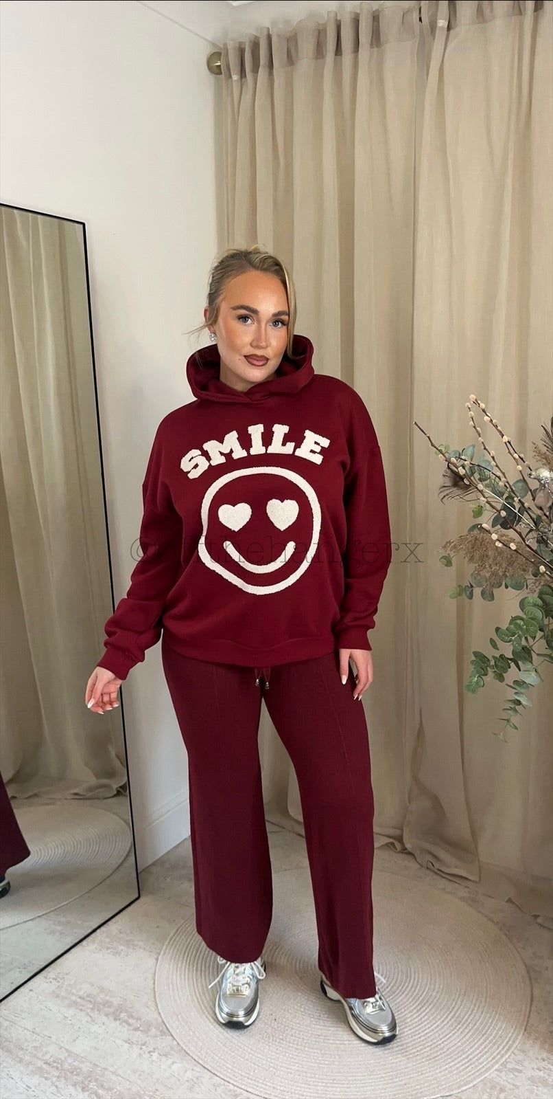 SMILE FLEECE LINED EMBOSSED HOODIE