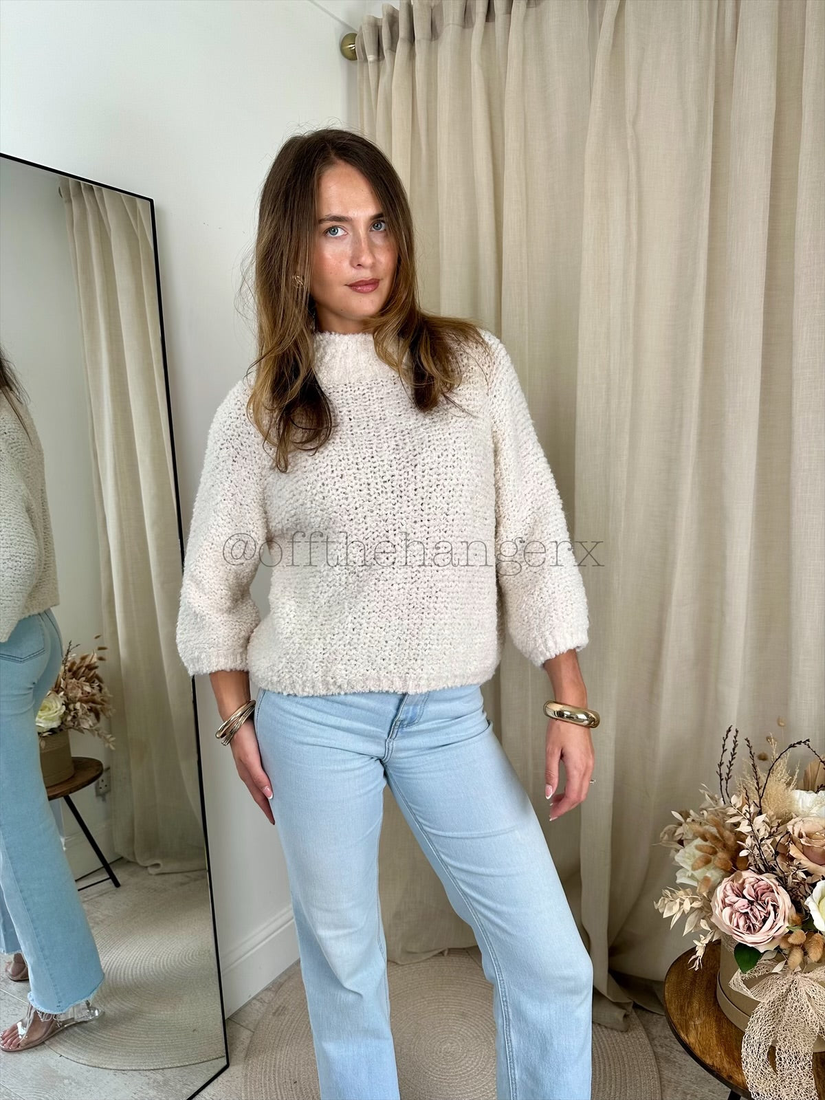 OLIVE POPCORN SOFT KNIT JUMPER