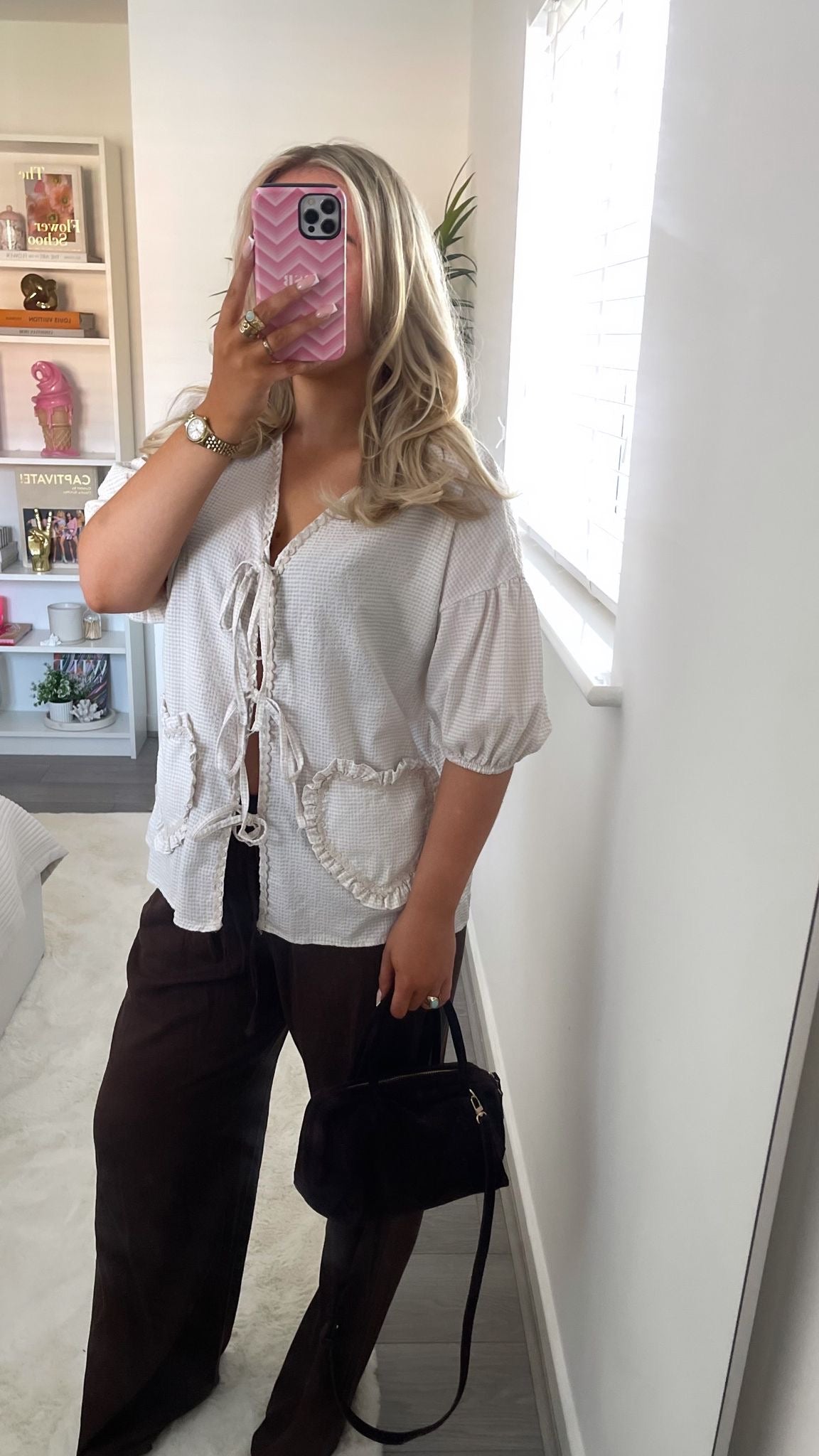 HATTIE GINGHAM TIE FRONT SHIRT