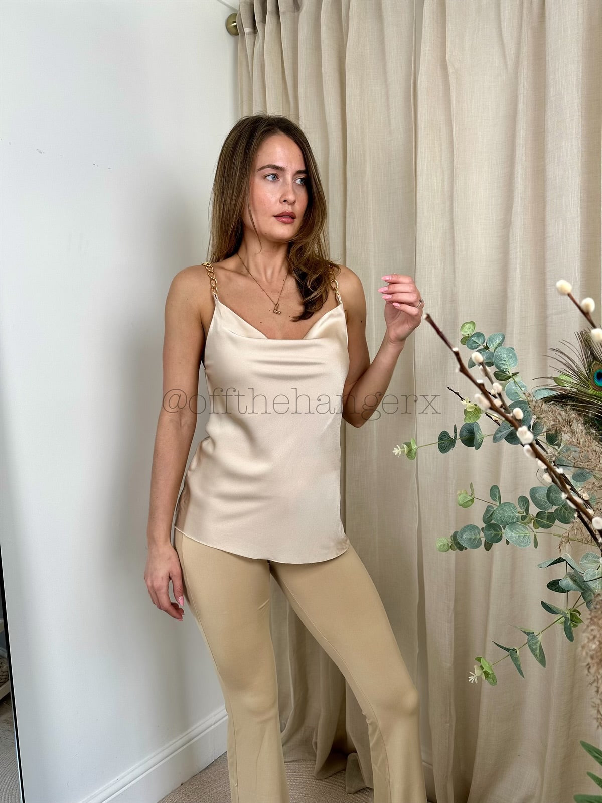 KATIE CHAIN DRAPE BLOUSE