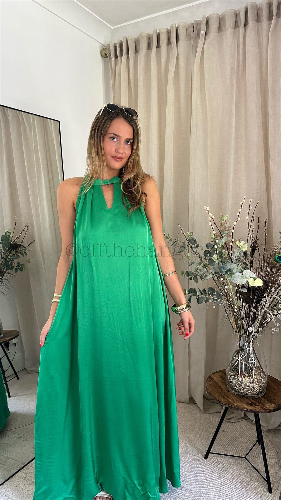 MAISIE SILK HALTERNECK MAXI DRESS