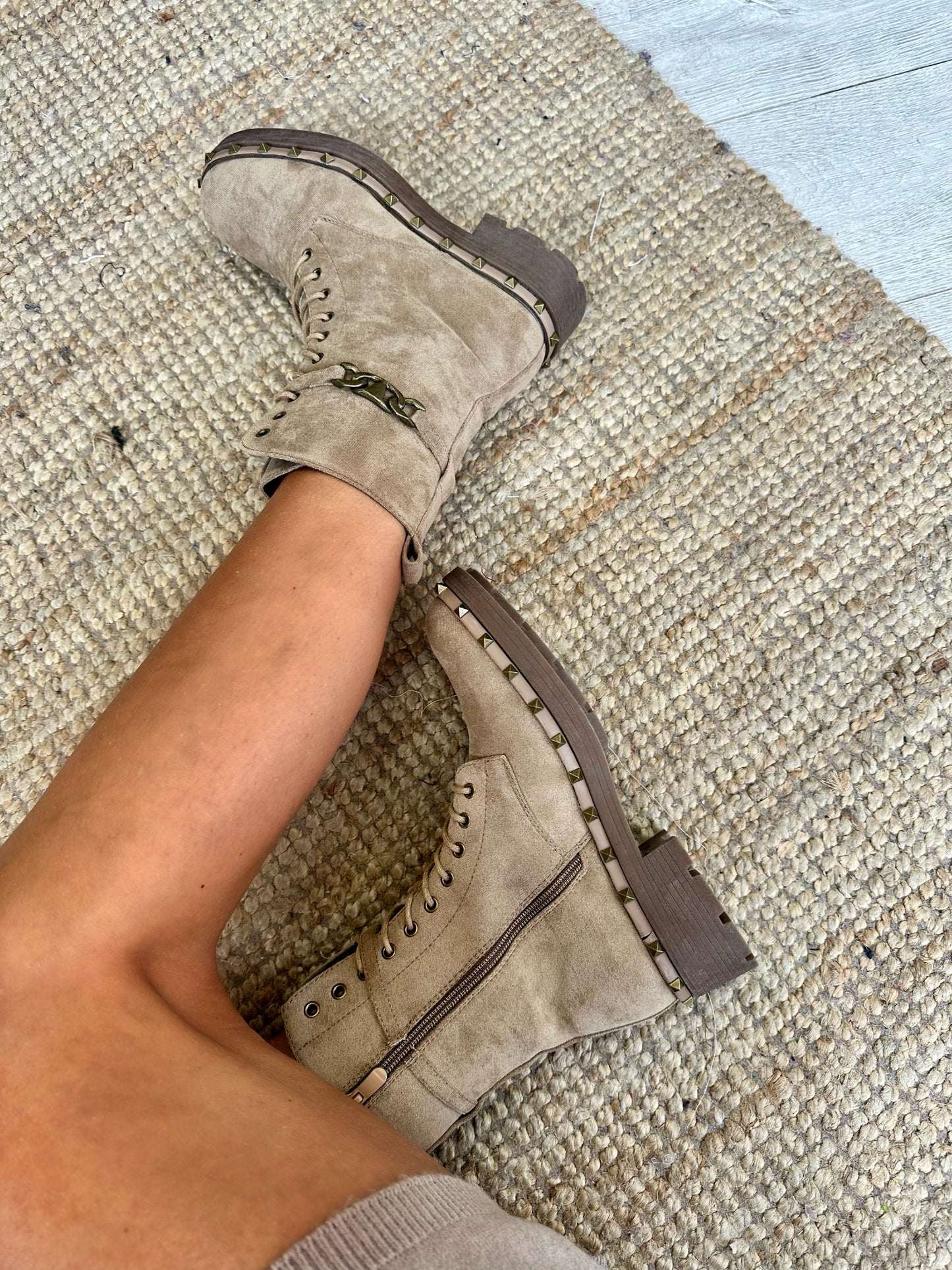 LOUISA STUD & CHAIN BIKER BOOTS