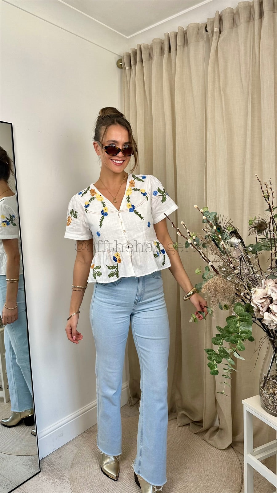 LILY EMBROIDERED PEPLUM BLOUSE