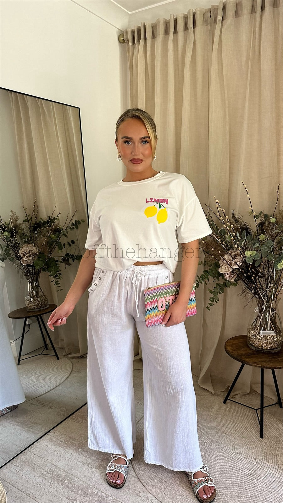 CLEO LINEN BUTTON DETAIL FLARE TROUSERS