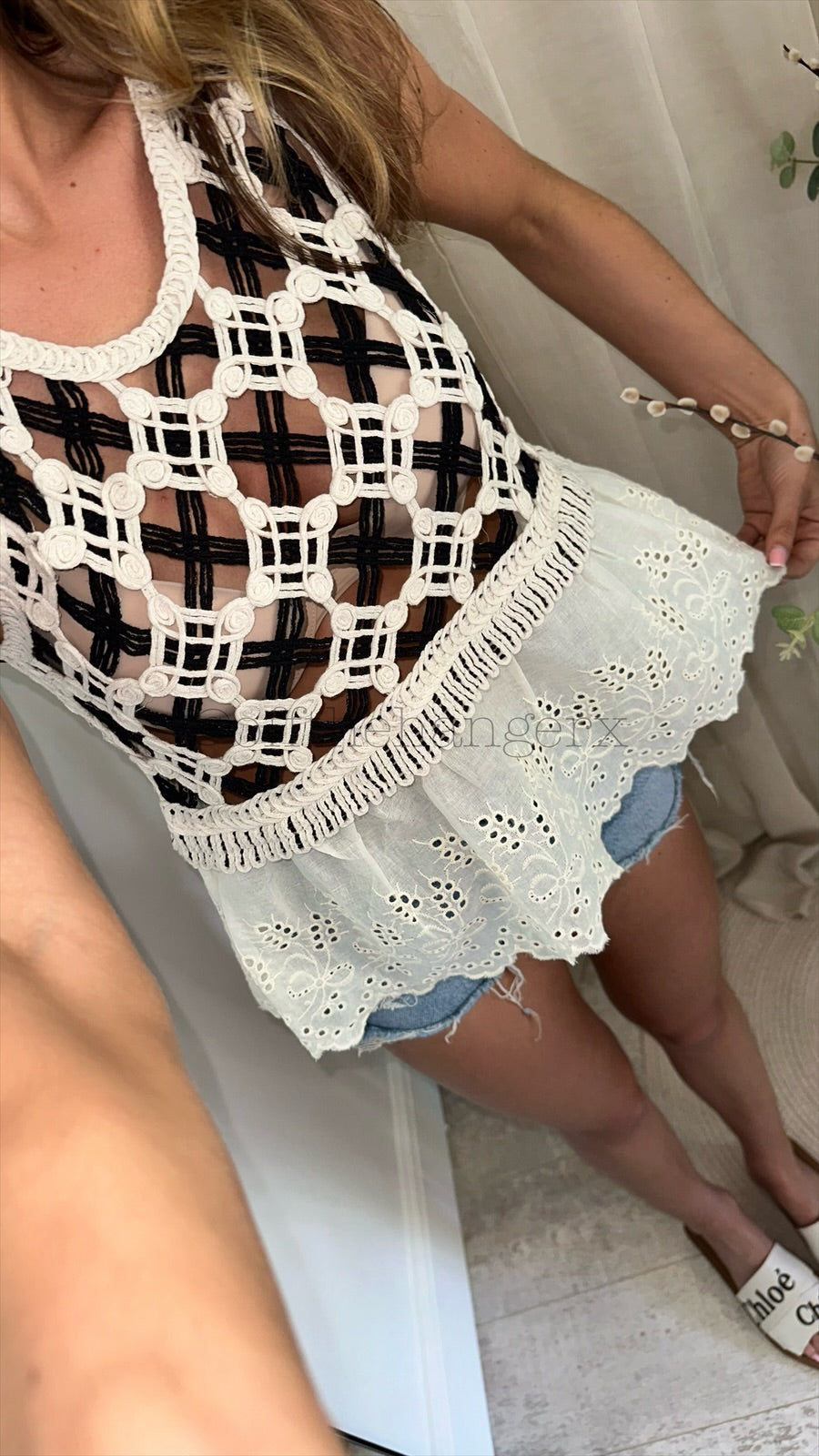 MYLA CROCHET PEPLUM BLOUSE