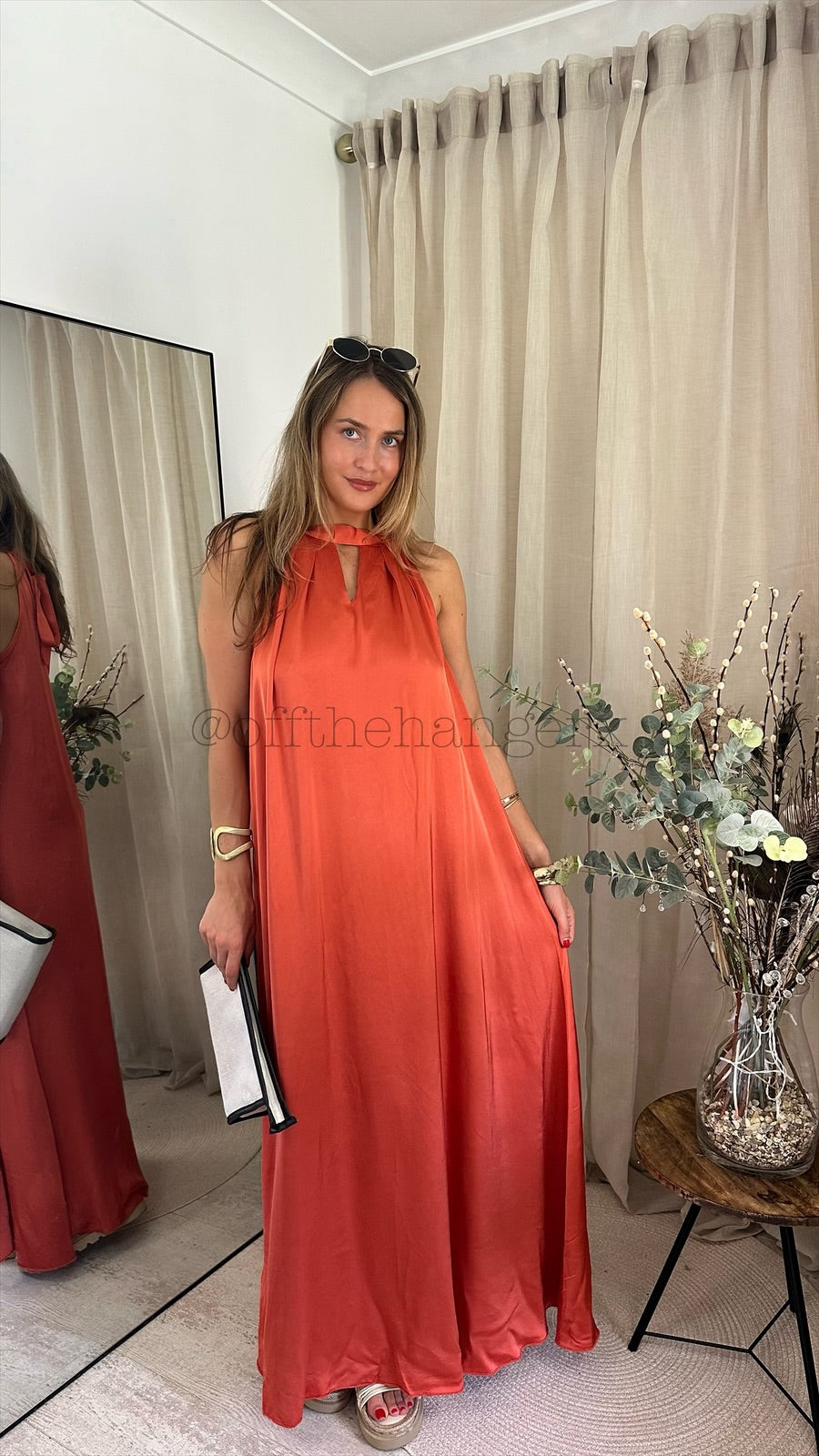 MAISIE SILK HALTERNECK MAXI DRESS