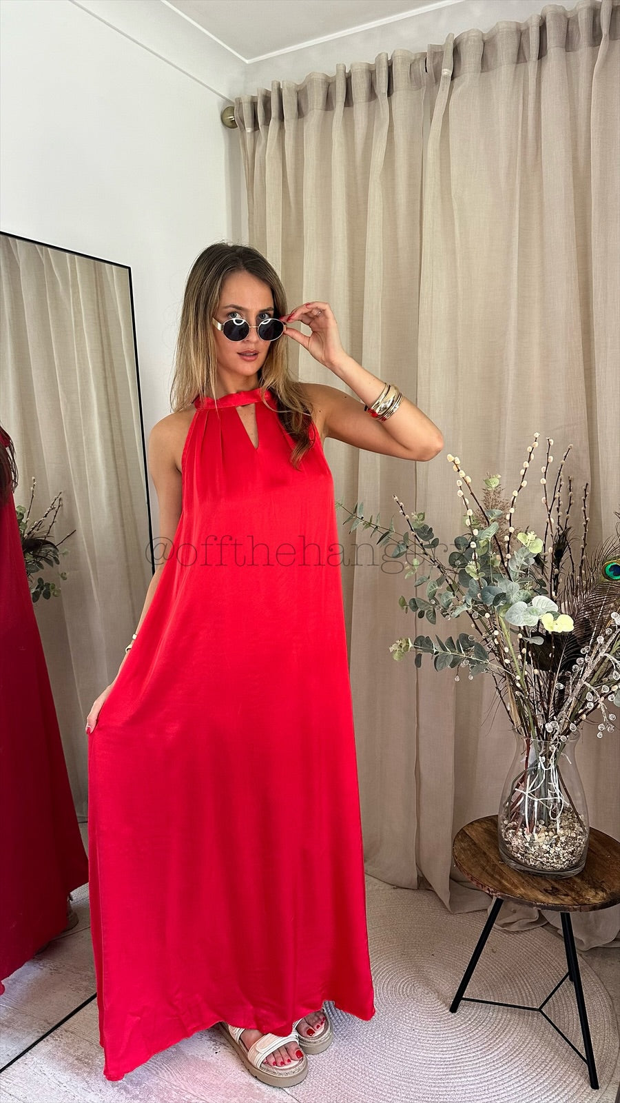 MAISIE SILK HALTERNECK MAXI DRESS