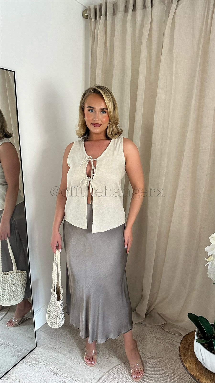 CELIA LINEN MIX TIE FRONT BLOUSE