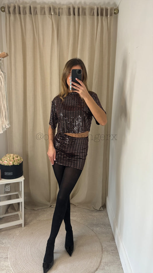 TALLY SEQUIN BOX CROP TOP