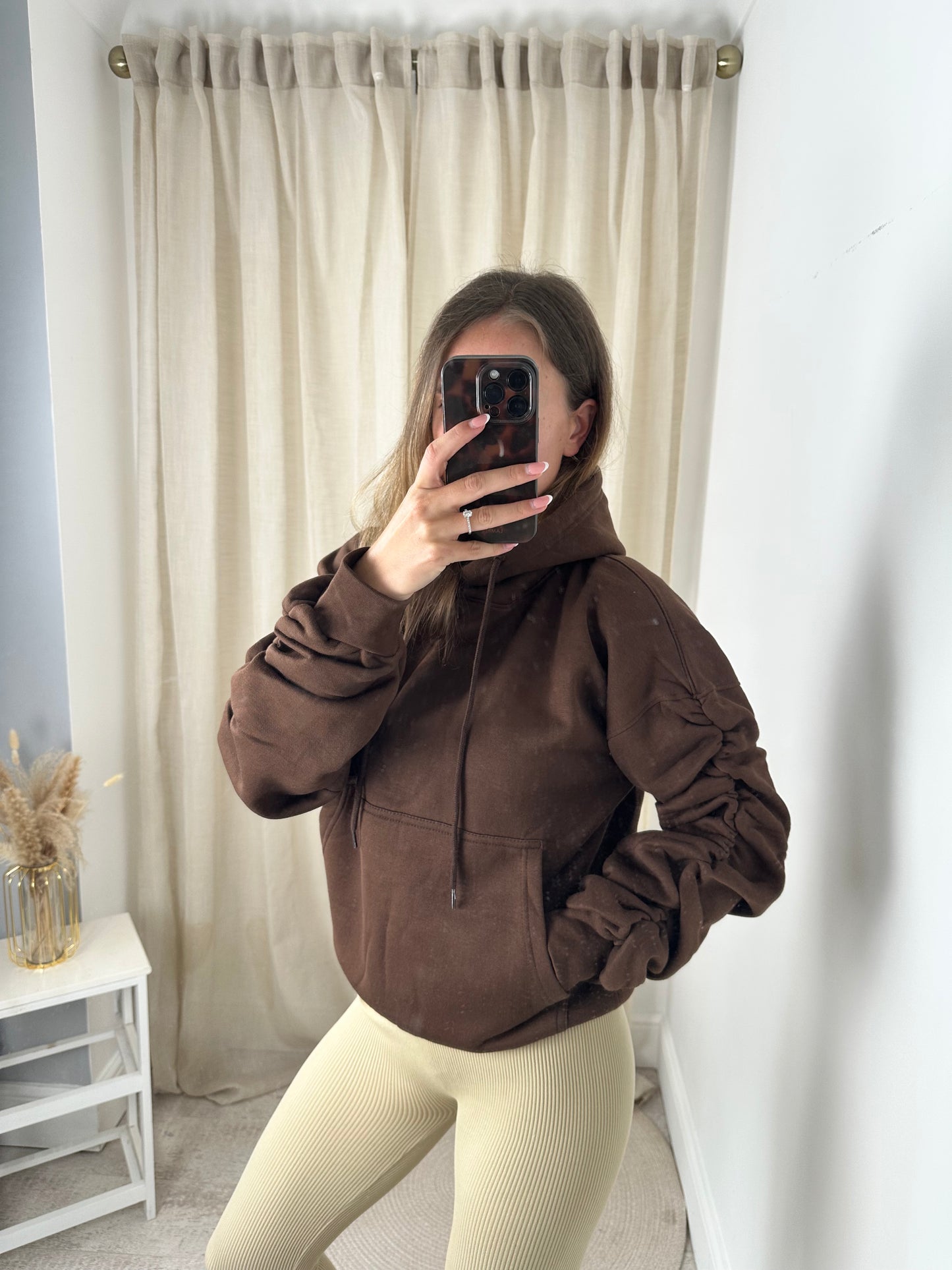 MAYA RUCHED FLEECE LINED HOODIE