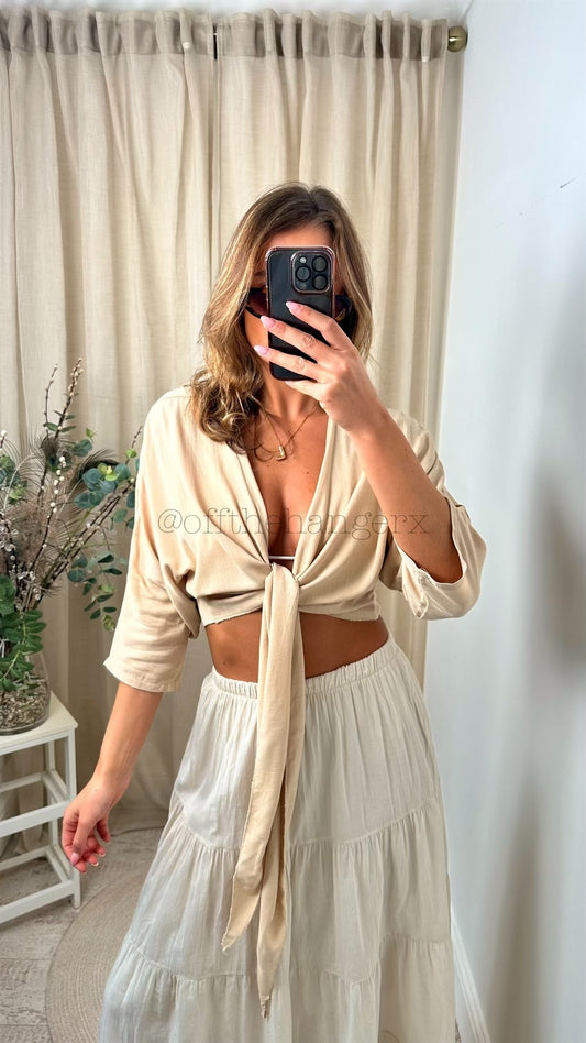 GRECIA TIE FRONT TOP