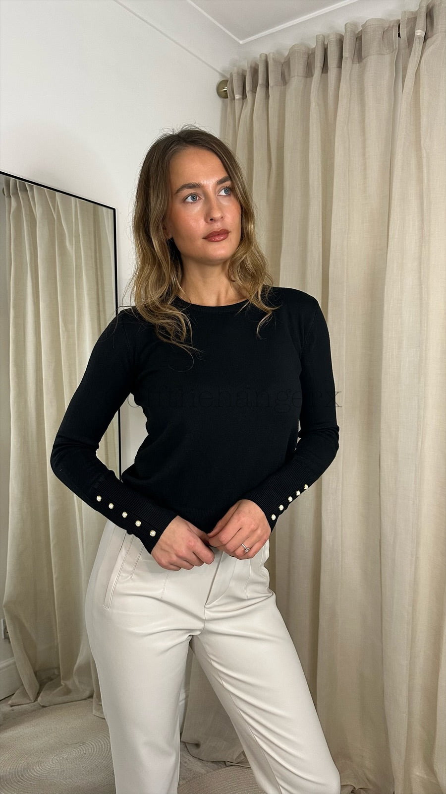 ENZA SOFT KNIT PEARL CUFFED JUMPER