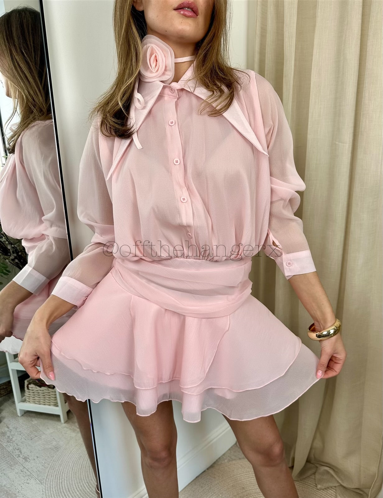 ELSA CHIFFON ROSE CHOKER DRESS