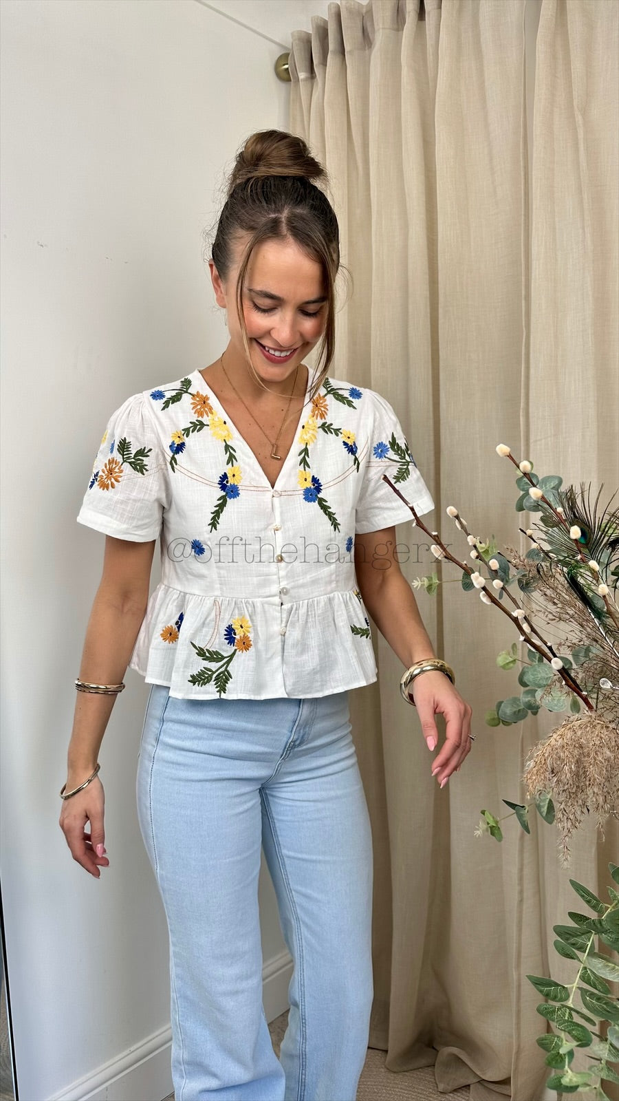 LILY EMBROIDERED PEPLUM BLOUSE