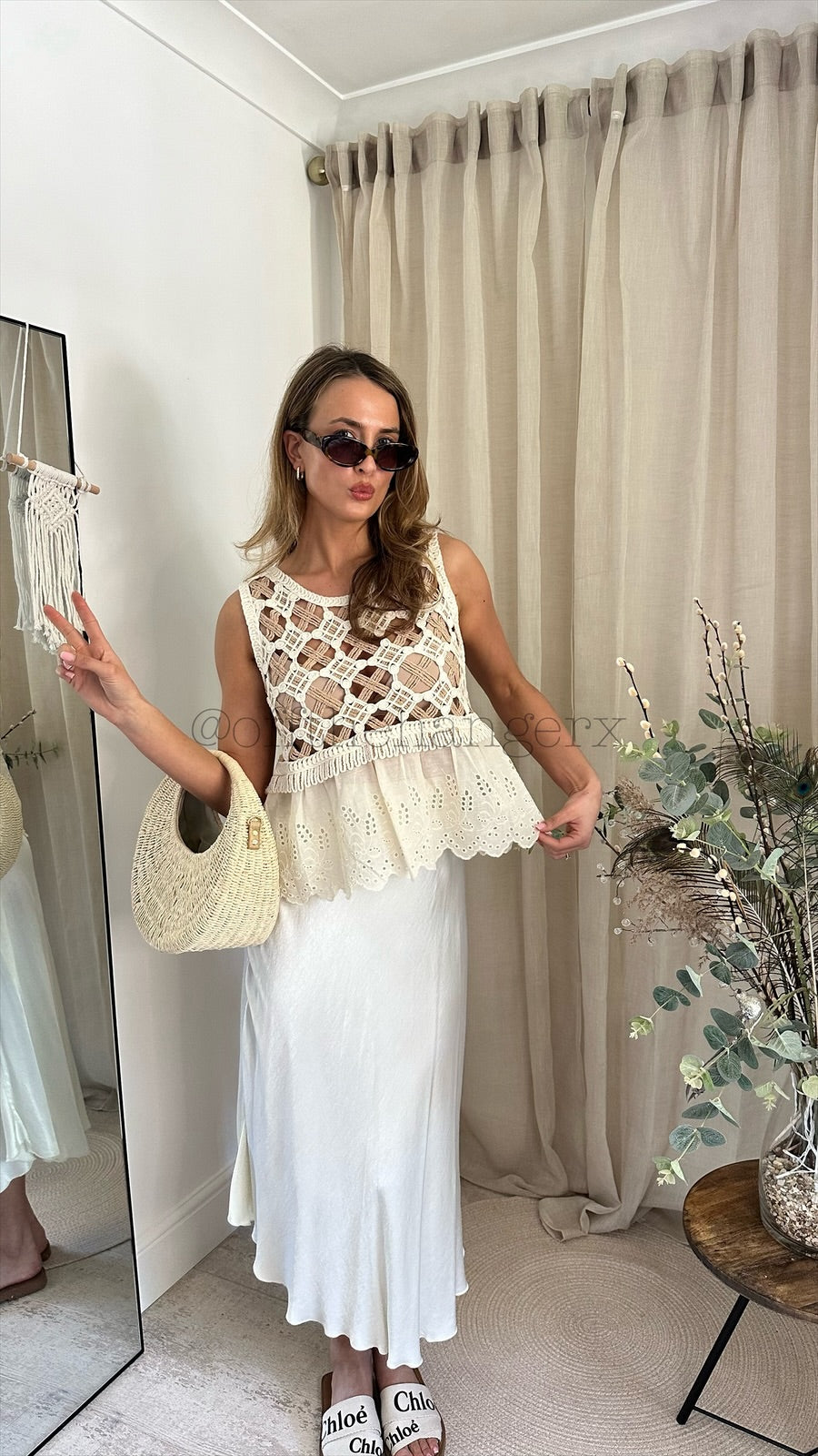 MYLA CROCHET PEPLUM BLOUSE