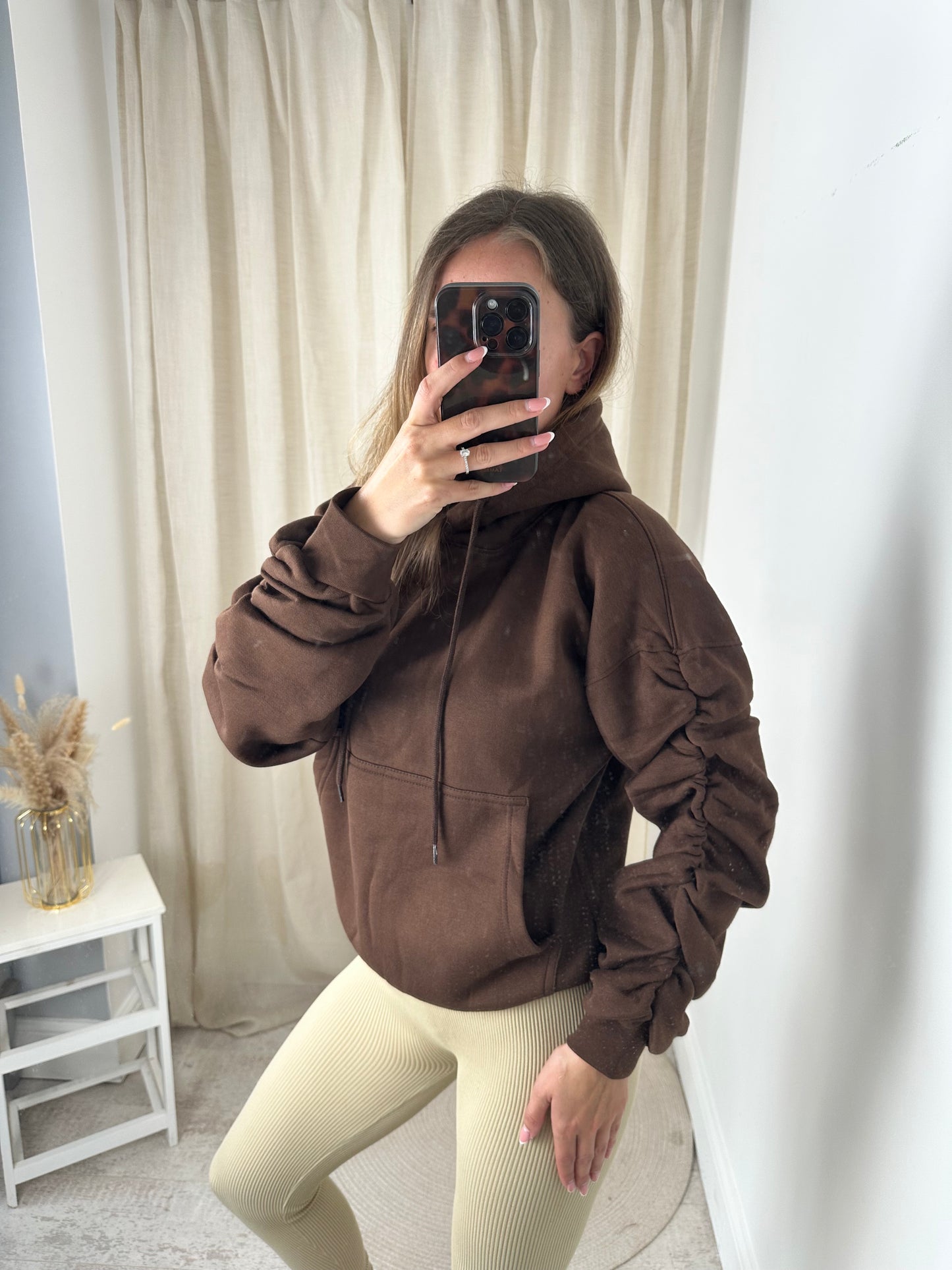 MAYA RUCHED FLEECE LINED HOODIE