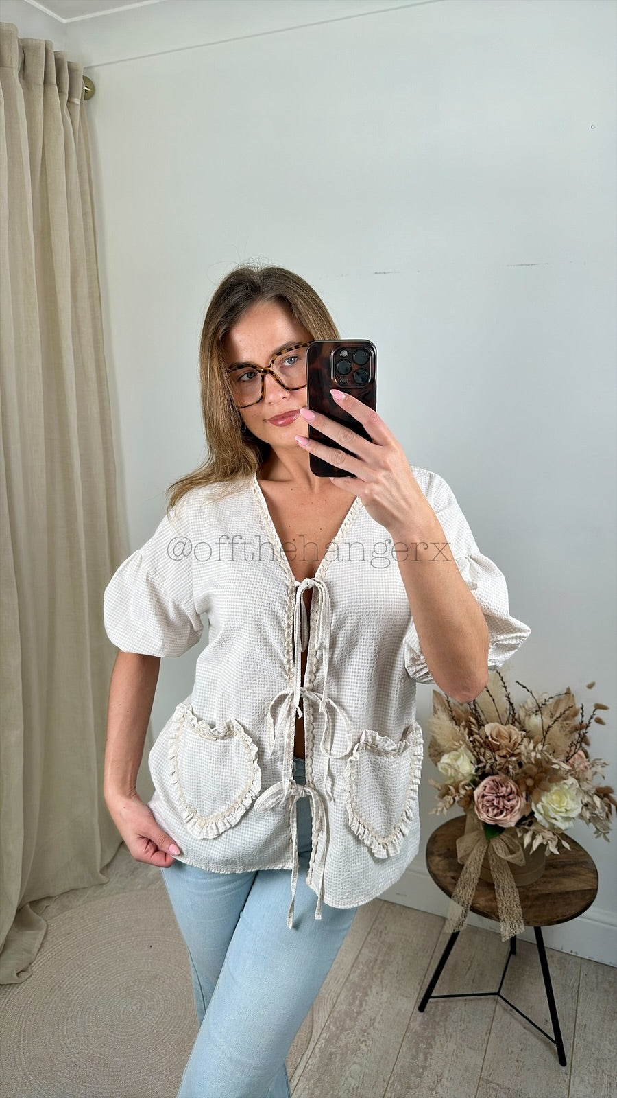 HATTIE GINGHAM TIE FRONT SHIRT