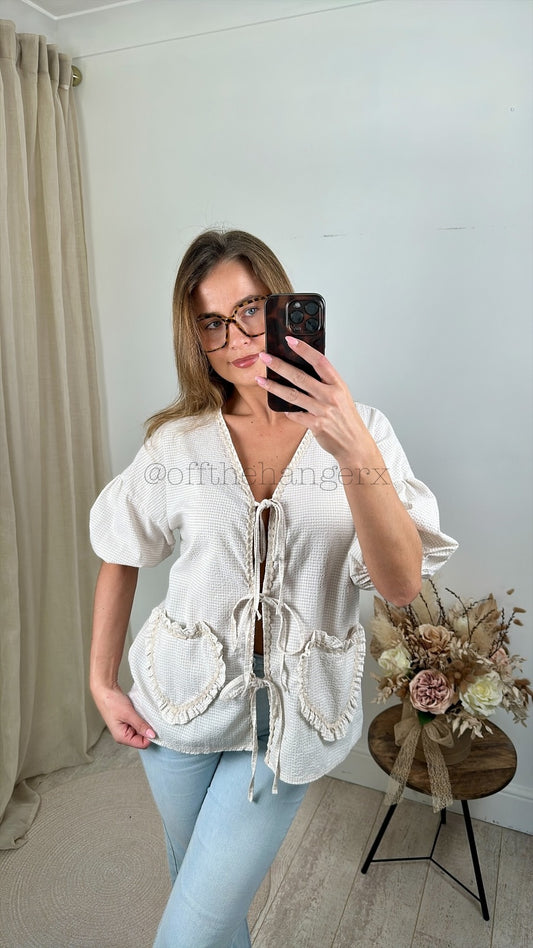 HATTIE GINGHAM TIE FRONT SHIRT