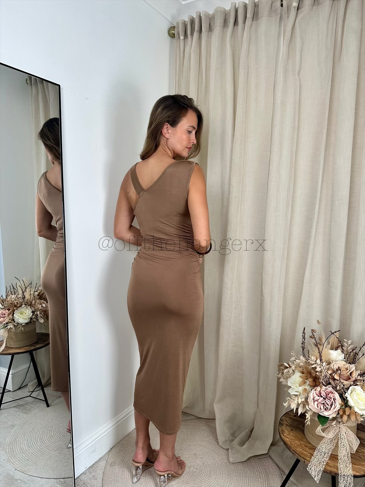 MYKONOS RUCHED MIDI DRESS