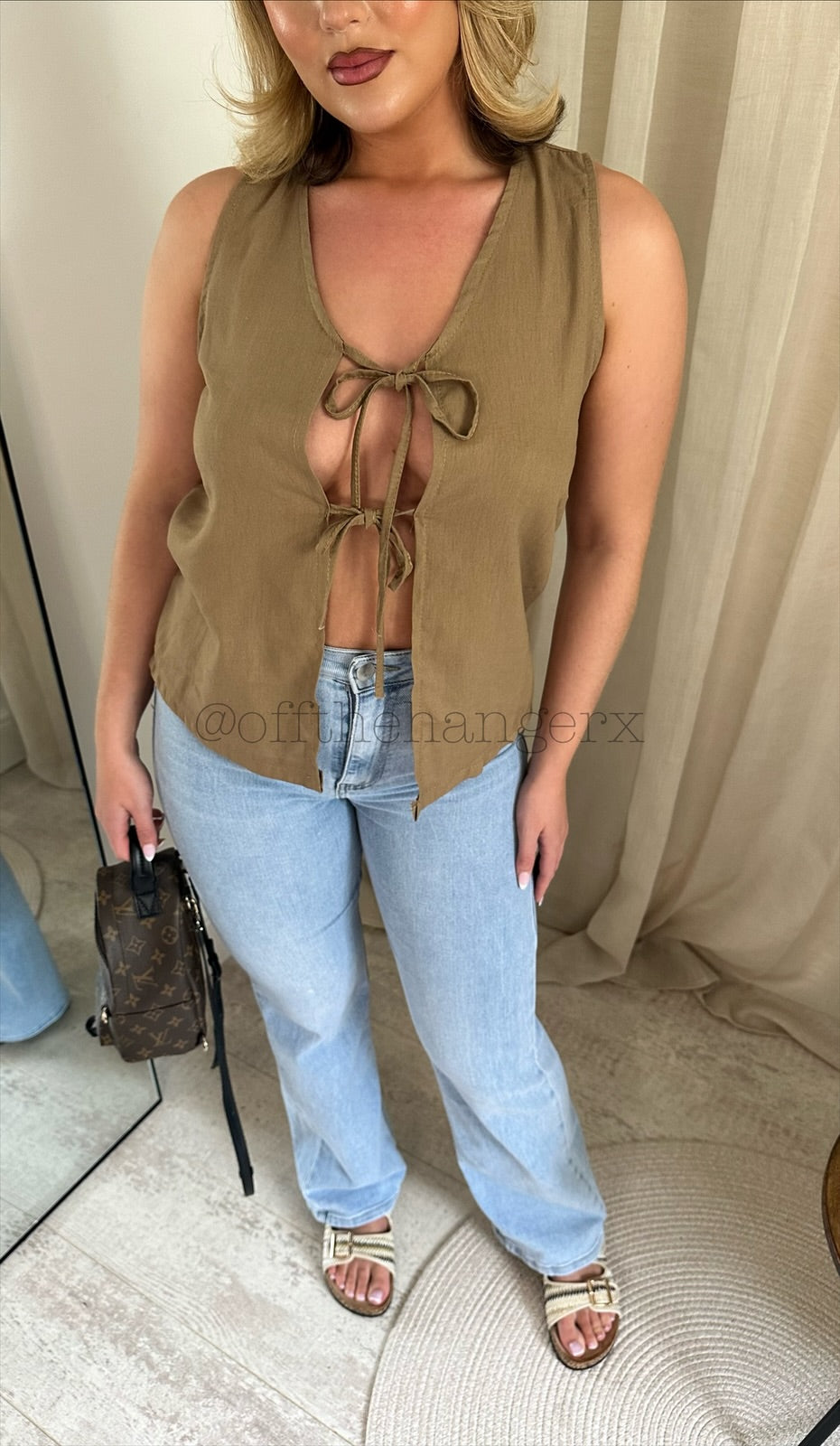 CELIA LINEN MIX TIE FRONT BLOUSE