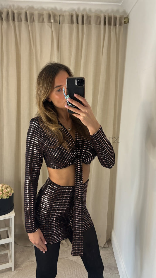 TALLY SEQUIN MINI SKIRT