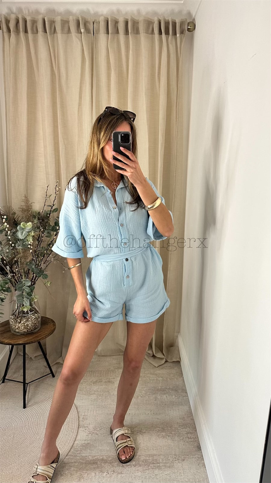 LESTER CHEESECLOTH BELTED ROMPER