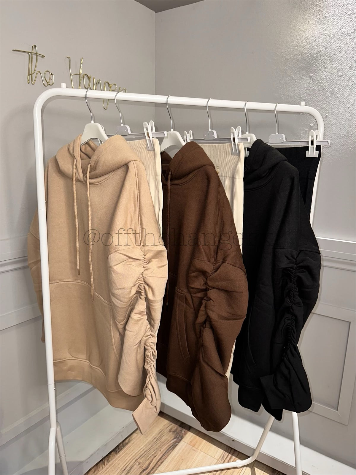 MAYA RUCHED FLEECE LINED HOODIE