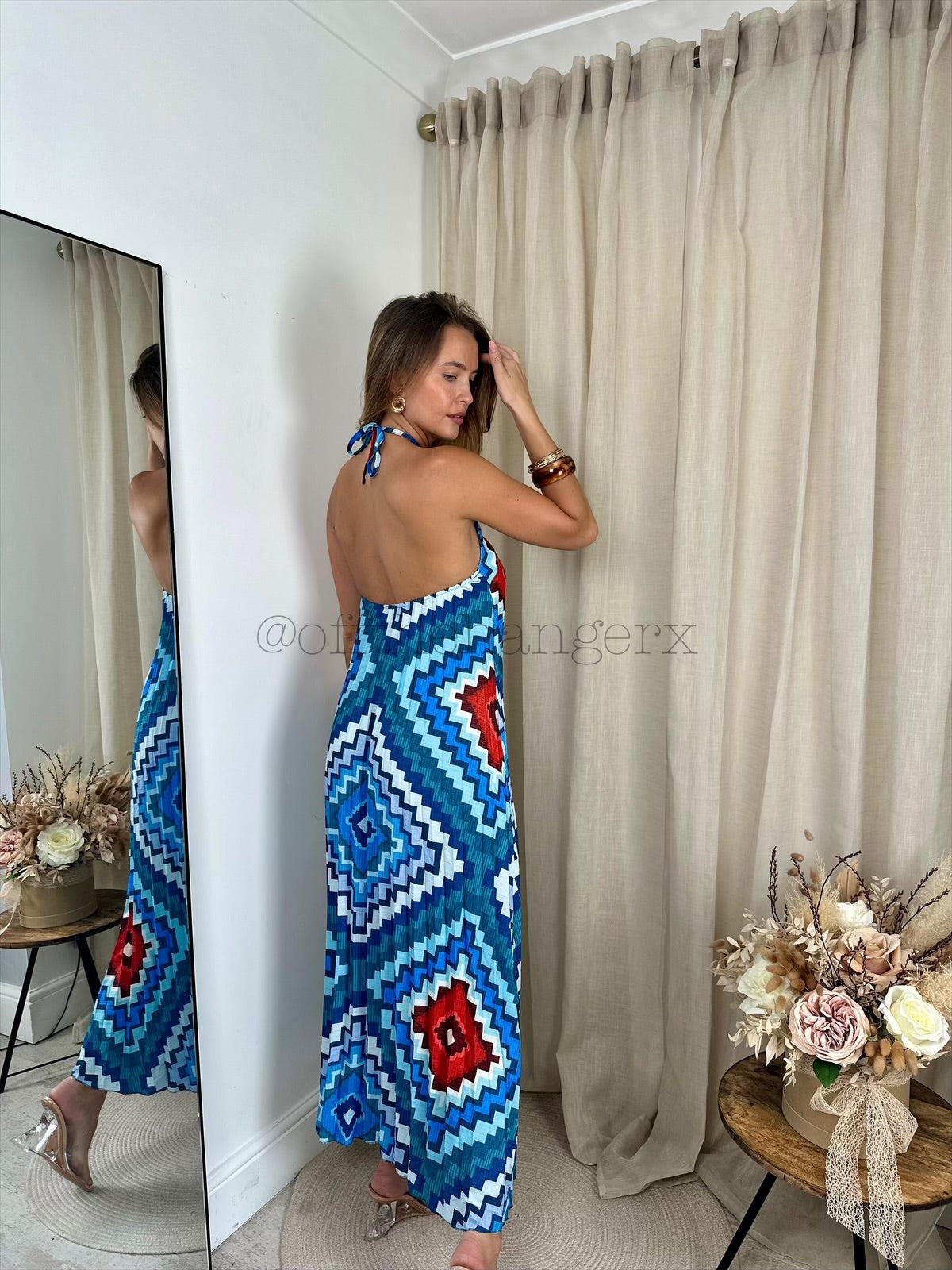 BORA PLEATED HALTERNECK MAXI DRESS