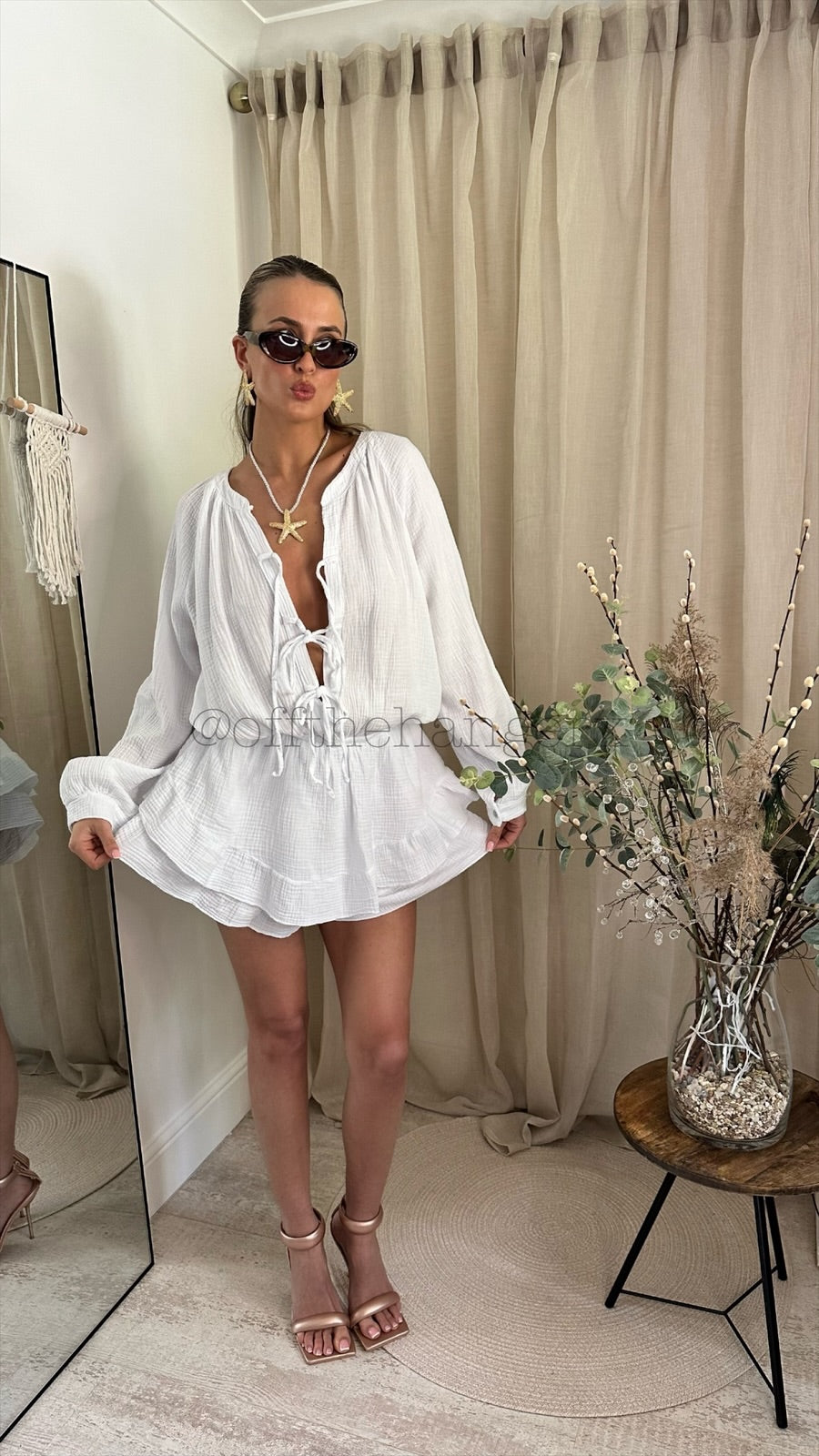 PIPPA CHEESECLOTH TIE PLAYSUIT OFF THE HANGER LIMITED