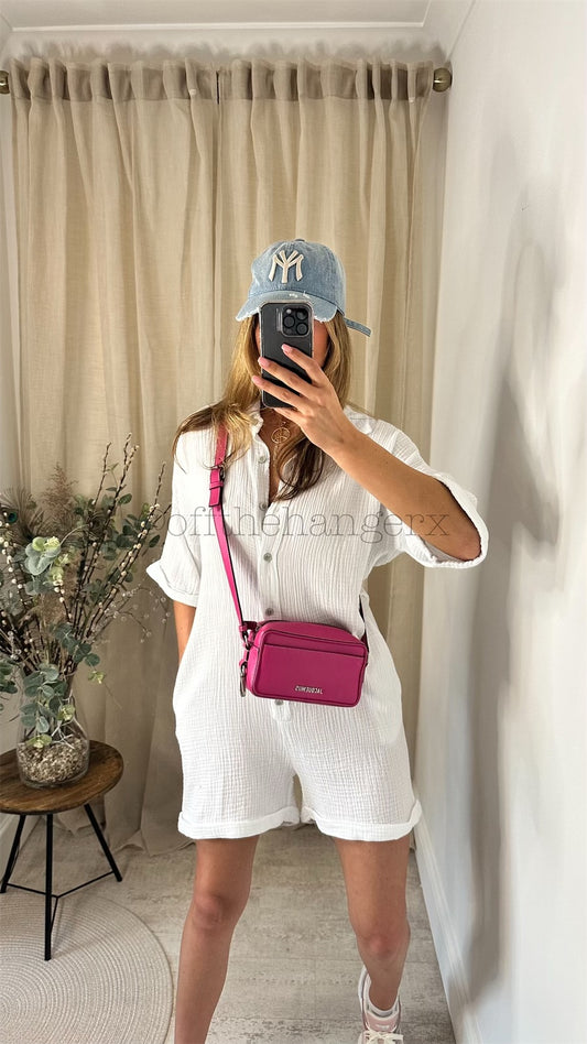 LESTER CHEESECLOTH BELTED ROMPER