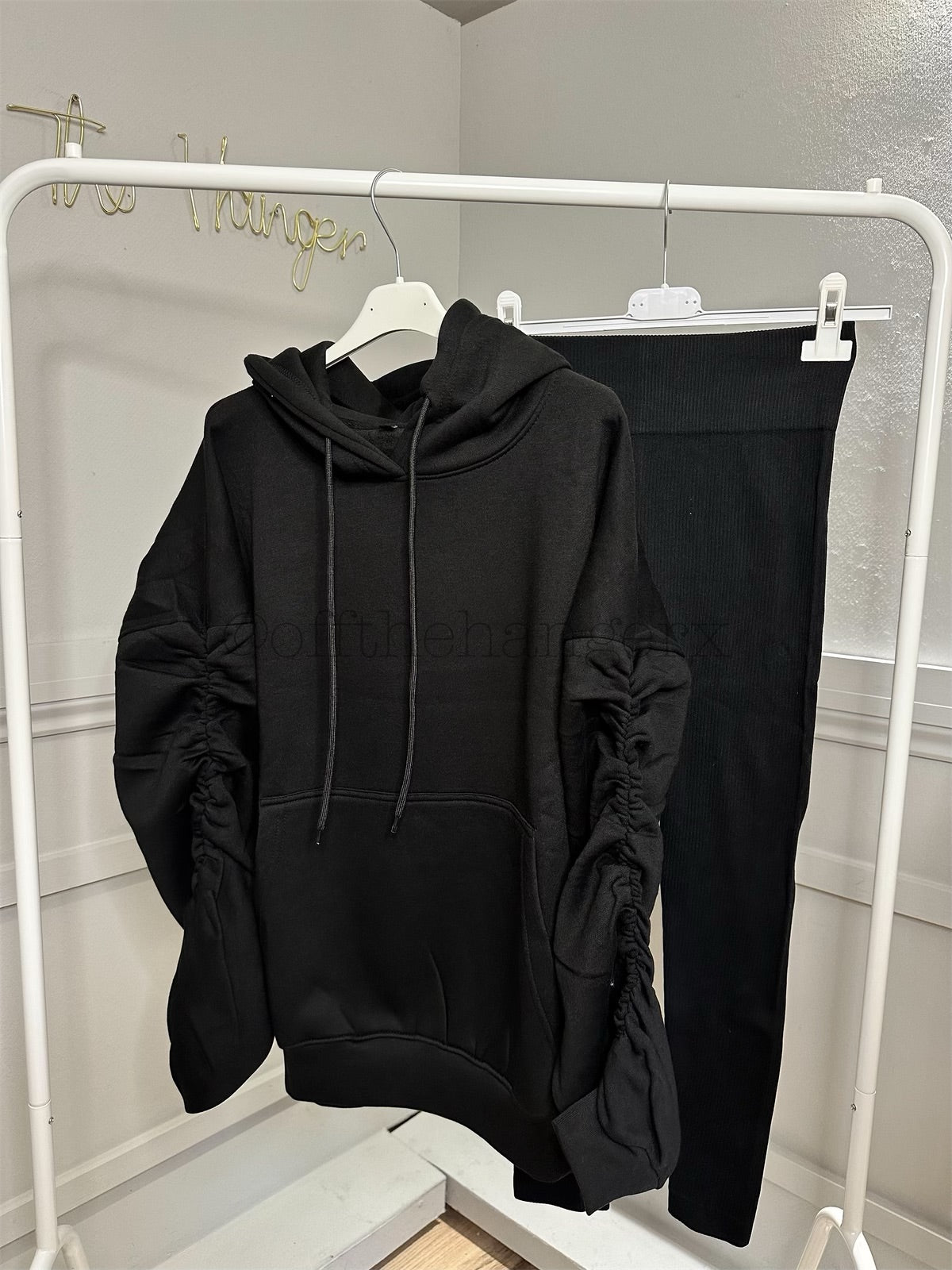 MAYA RUCHED FLEECE LINED HOODIE