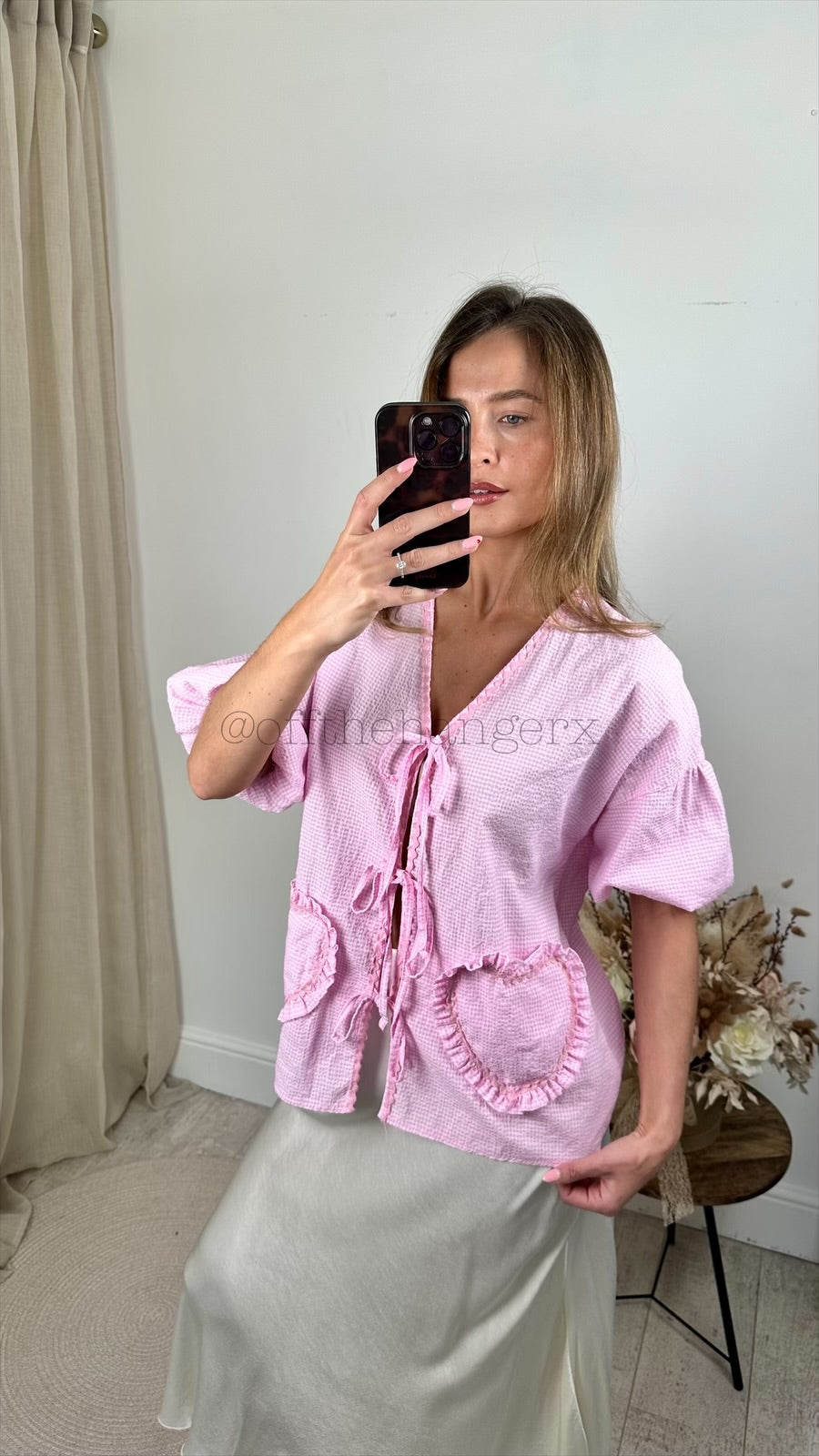 HATTIE GINGHAM TIE FRONT SHIRT