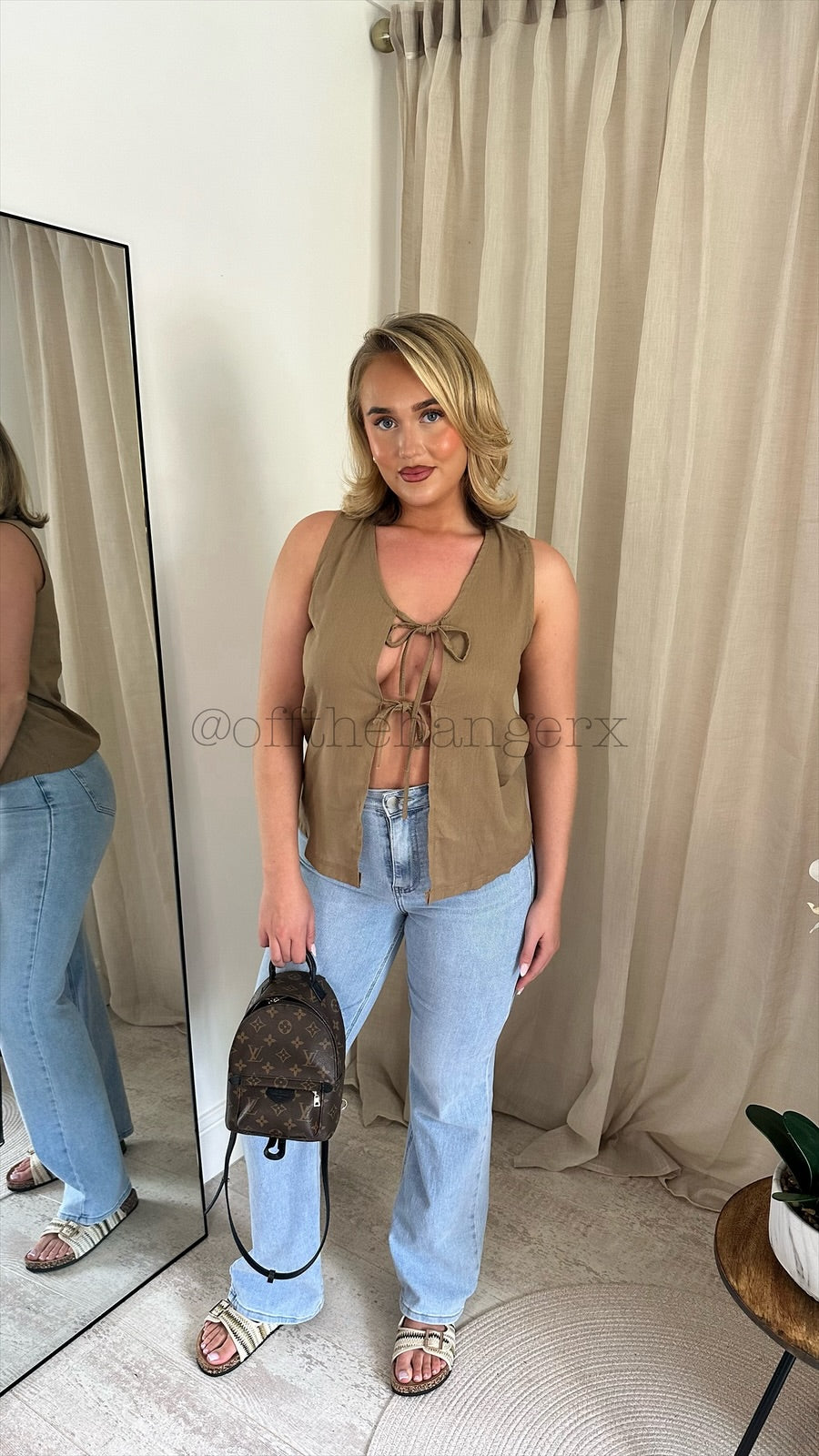 CELIA LINEN MIX TIE FRONT BLOUSE