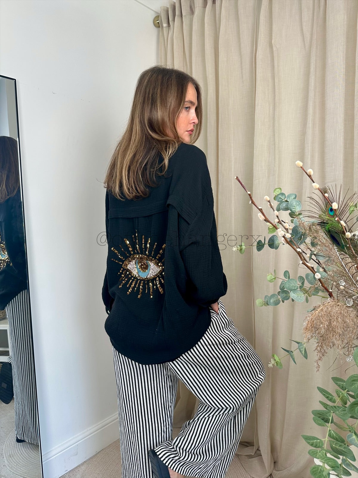 ELMA SEQUIN CHEESECLOTH SHIRT