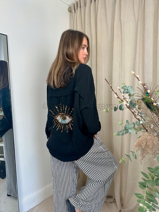 ELMA SEQUIN CHEESECLOTH SHIRT
