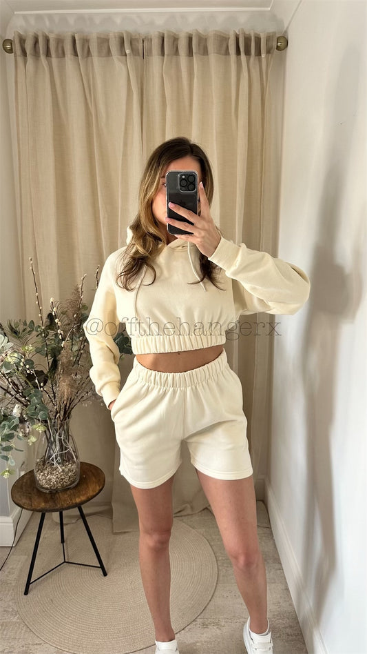 BIANCA FLEECE HOODED SHORT SET