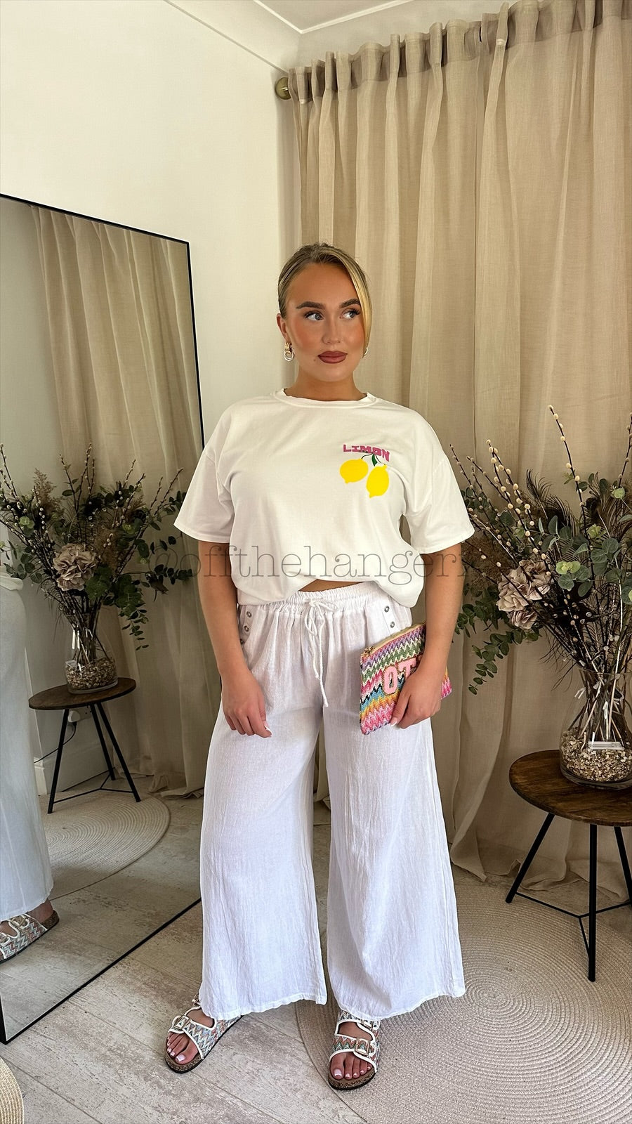 CLEO LINEN BUTTON DETAIL FLARE TROUSERS