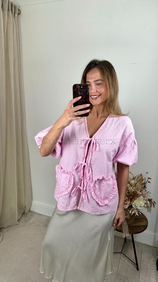HATTIE GINGHAM TIE FRONT SHIRT